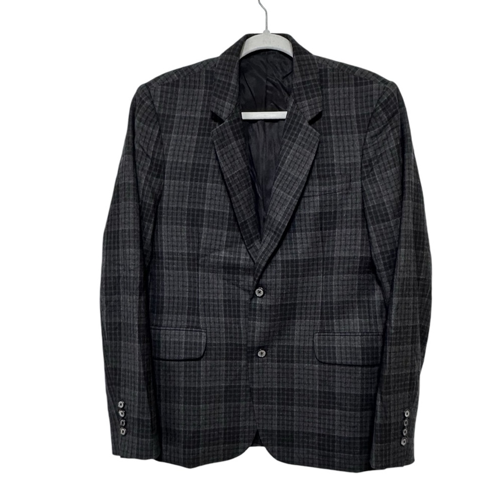 NWOT Vince Men 100% Wool Coat Plaid Print Double Vent Single Breast Size 38